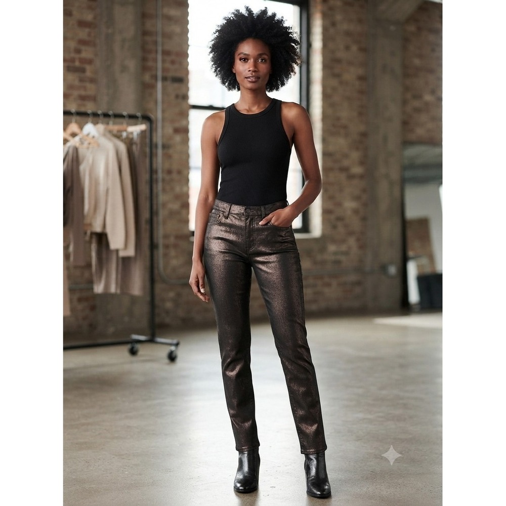 Old Navy Women's High Rise Shine OG Straight Ankle Jeans 10 Black NWT Punkโ Rock